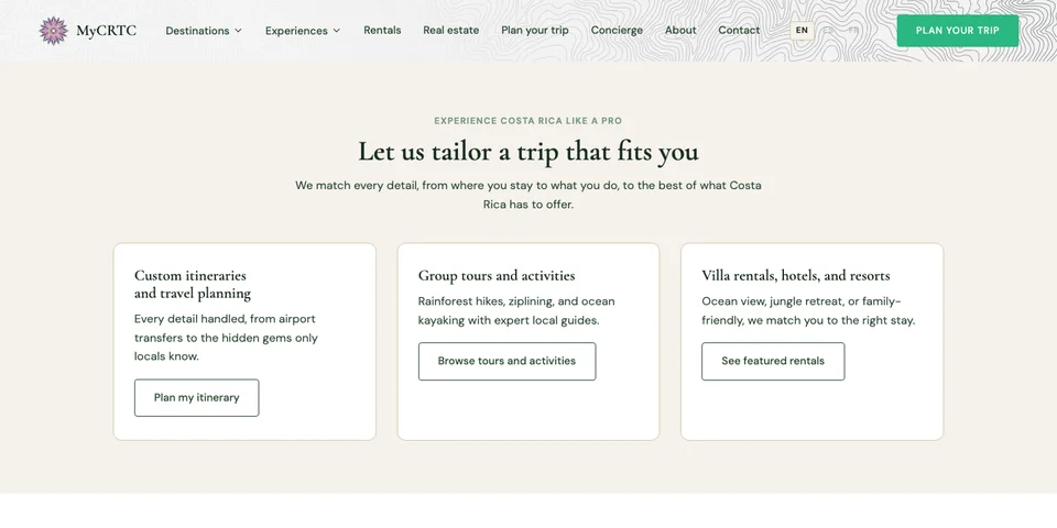 MyCRTC homepage, let us tailor a trip that fits you