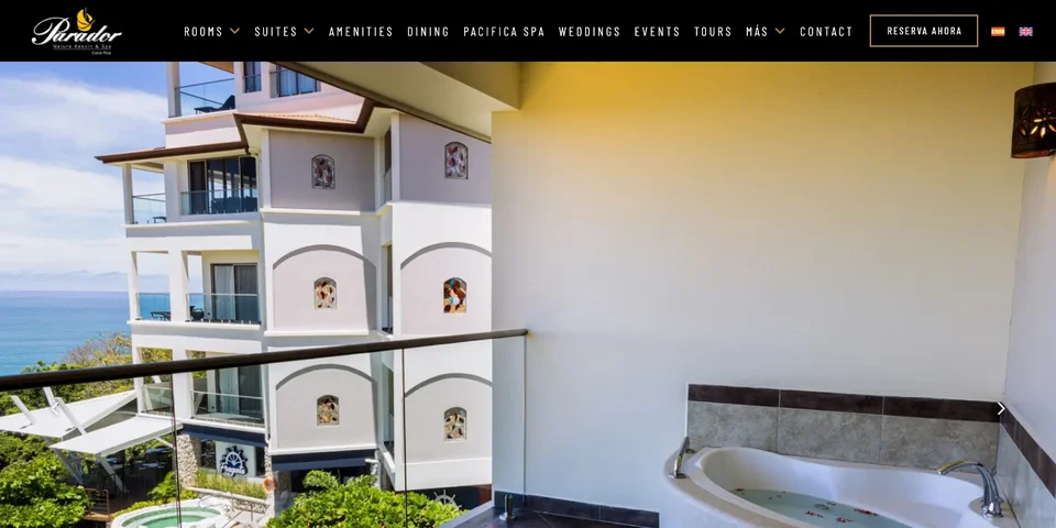 Parador Nature Resort and Spa homepage with a suite photo
