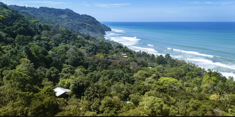 Tiskita Jungle Lodge homepage with an aerial view of the coast